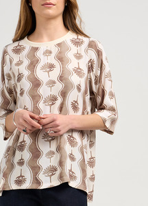 Madly Sweetly: Madly Sweetly Waverly Top - Taupe Multi