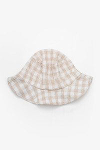 Hats: Antler Gingham Bucket Hat - Oat