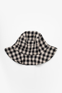 Hats: Antler Gingham Bucket Hat - Black