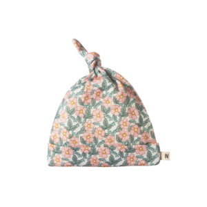 Hats: Nature Baby Merino Knotted Beanie - Garland Print