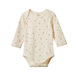 Nature Baby Long Sleeve Bodysuit - Posey Blossom Print