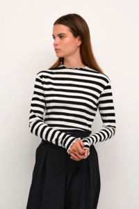 Karen By Simonsen: Karen By Simonsen CandaceKB Big Stripe LS Tee - Egret/Meteorite Stripe