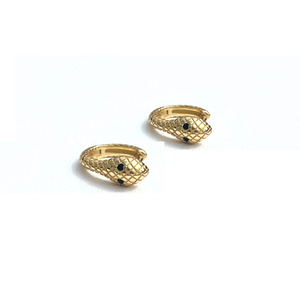 Lindi Kingi: Lindi Kingi Engraved Snake Huggies - Gold