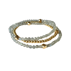 Lindi Kingi: Lindi Kingi Beaded Bracelet - Labradorite & Gold