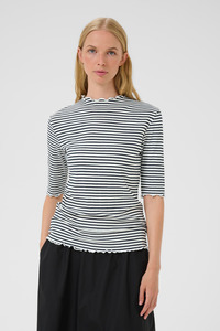 Full Price Karen By Simonsen: Karen By Simonsen Candace Stripe SS Tee - Egret/Night Sky