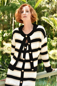 Coop Going For Gold Cardigan - Black, Gold & Ivory