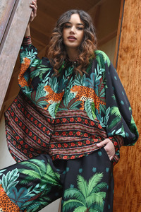 Curate Behind Her Back Shirt - Leopard Stripe