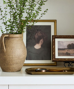French Country Vintage Portrait Lady in Green Wall Art