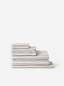 Citta Wide Stripe Cotton Bath Towel Range - Grey/White