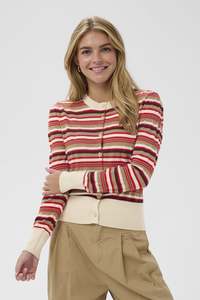 Knitwear: Saint Tropez Phillia Cardigan - Valiant Poppy Multi Stripe
