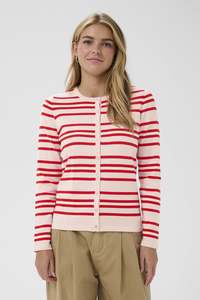Saint Tropez Pila Cardigan - Chalk Pink Red Multi Stripe