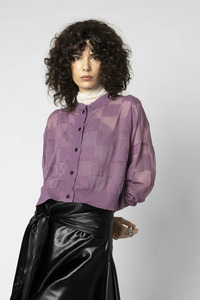 Knitwear: Taylor Reversed Square Catch Cardi - Vivid