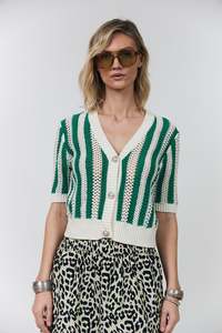 Lollys Laundry Siva Knit Cardigan SS - Green