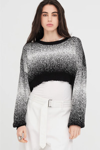 Knitwear: Taylor Gradient Art Sweater - Black/Ivory