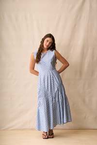 Neris In Stitches Dress - Blue Check