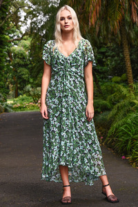 Curate It's A New Day Dress - Green Floral