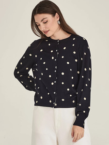 Knitwear: Sills Kaia Spot Cardigan - French Navy/Chalk