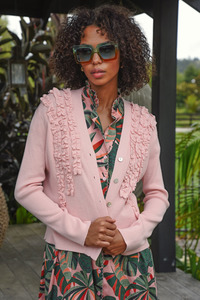 Knitwear: Coop Frilluxe Cardigan - Pink