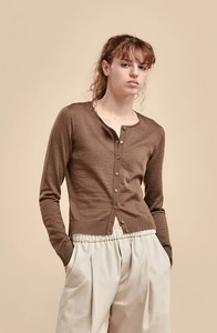 Standard Issue Merino Crop Crew Cardigan - Truffle