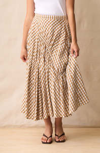 Skirts: Neris In Stitches Skirt - Biscotti Check