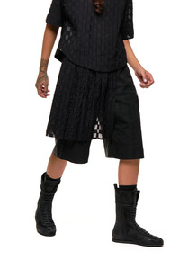Skirts: NOM*d Demi Pleat - Black Checkerboard