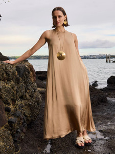 Sills Co: Sills Dakota Satin Dress - Latte
