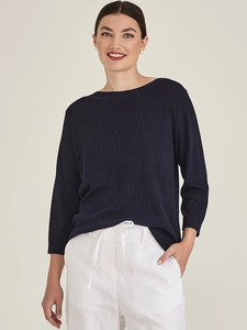 Sills Crinkle Boatneck - French Navy