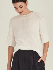 Sills Co: Sills Crinkle Knit Tee - Ivory