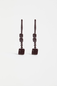 Accessories: Elk Kvall Long Drop Earring - Dark Espresso
