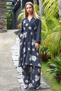 Coats And Jackets: Cooper Pleating Weather Coat - Sequin Pinstripe