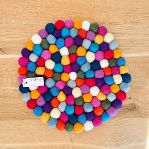 Sheep-ish Felt Ball Pot Stand - Rainbow 26cm