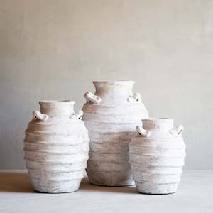 Vintage Antique: Terracotta Urns | Antique White - Dry Use Only