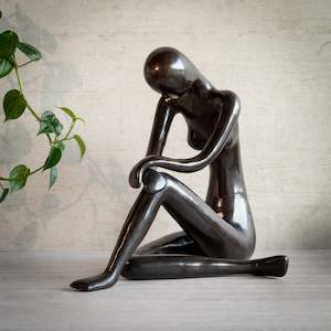 Bronze Sculptures Ornaments: Bronze Contemplating Nude | 29cm High