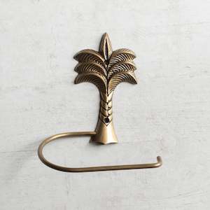 General Hardware: Brass Palm Tree Toilet Roll Holder | Antique Finish