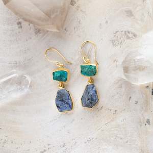Raw Crystal Stone Earrings | Double Drop F
