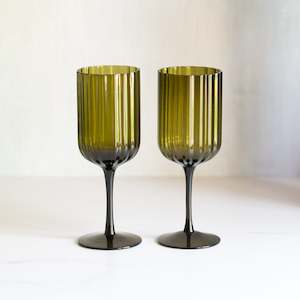 Lucille Wine Glass  | Set/2 | Olive