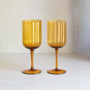 Glassware: Lucille Wine Glass  | Set/2 | Amber