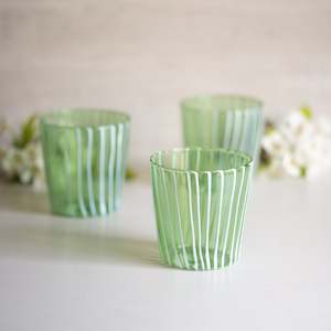 Glassware: Hand-blown Striped Glass | Green