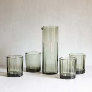 Glassware: Reed Carafe + Tumbler Set | Smokey Green
