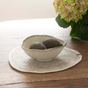 Muskhane Wool Felt Pebble Mat | Light Stone + Natural | Medium