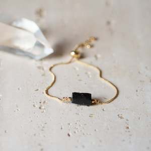 Natural Stone Chain Bracelet | Black Tourmaline