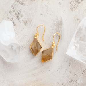 Jewellery: Raw Crystal Stone Earrings | Citrine