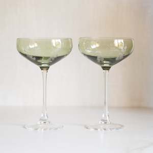 Gifts Under 100: Sienna Etched Coupe | Set/2 | Green