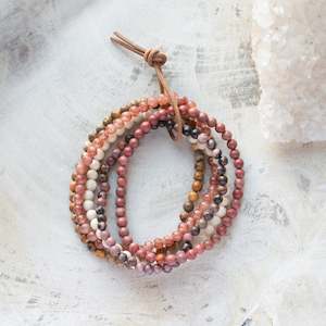Jewellery: Natural Stone Bracelet Set/5 | Rosy
