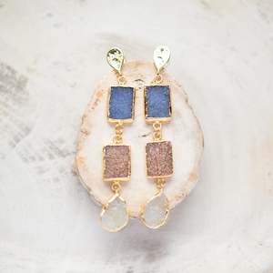 Raw Crystal Stone Earrings | Autumn Druzy