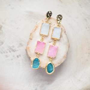 Jewellery: Raw Crystal Stone Earrings | Spring Druzy