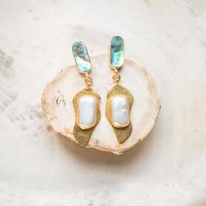 Jewellery: Raw Crystal Stone Earrings | Paua + Pearl