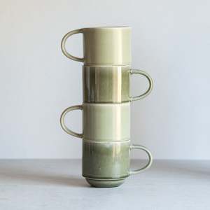 Calla Mugs | Set of 4 | Green Smoke