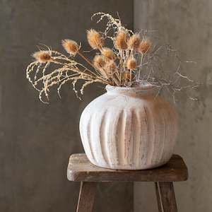 Vintage Antique: Rustic Terracotta Pot | Vertical Ribbed
