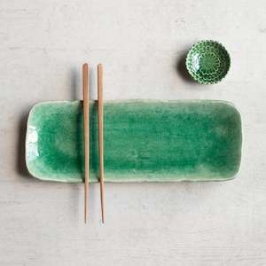 Platters Serveware: Japanese Ceramics | Sashimi Plate | Sea Green